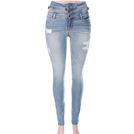 Worn Jeans Button Fly Jeans - Salt Tree Women's Eunina 3 Button Fly Distressed Denim Jeans, US Seller