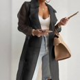 thumbnail image 3 of MORTTIC Women's Lightweight Semi-See Through Long Sleeve Cardigan - Loose Fit Open Front Cover Up with Buttons & Belt Black，S, 3 of 4