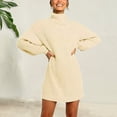 thumbnail image 3 of KZKR Women's Sweater Dress High Neck Knitted Pullover Dress Loose Casual Style, 3 of 3
