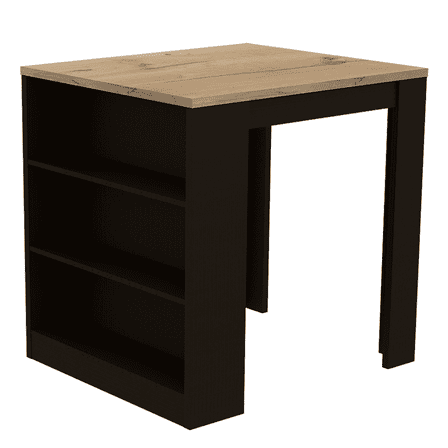 Newboti Furniture Elkins 3-Drawer Kitchen Island Black Wengue and Pine 24525