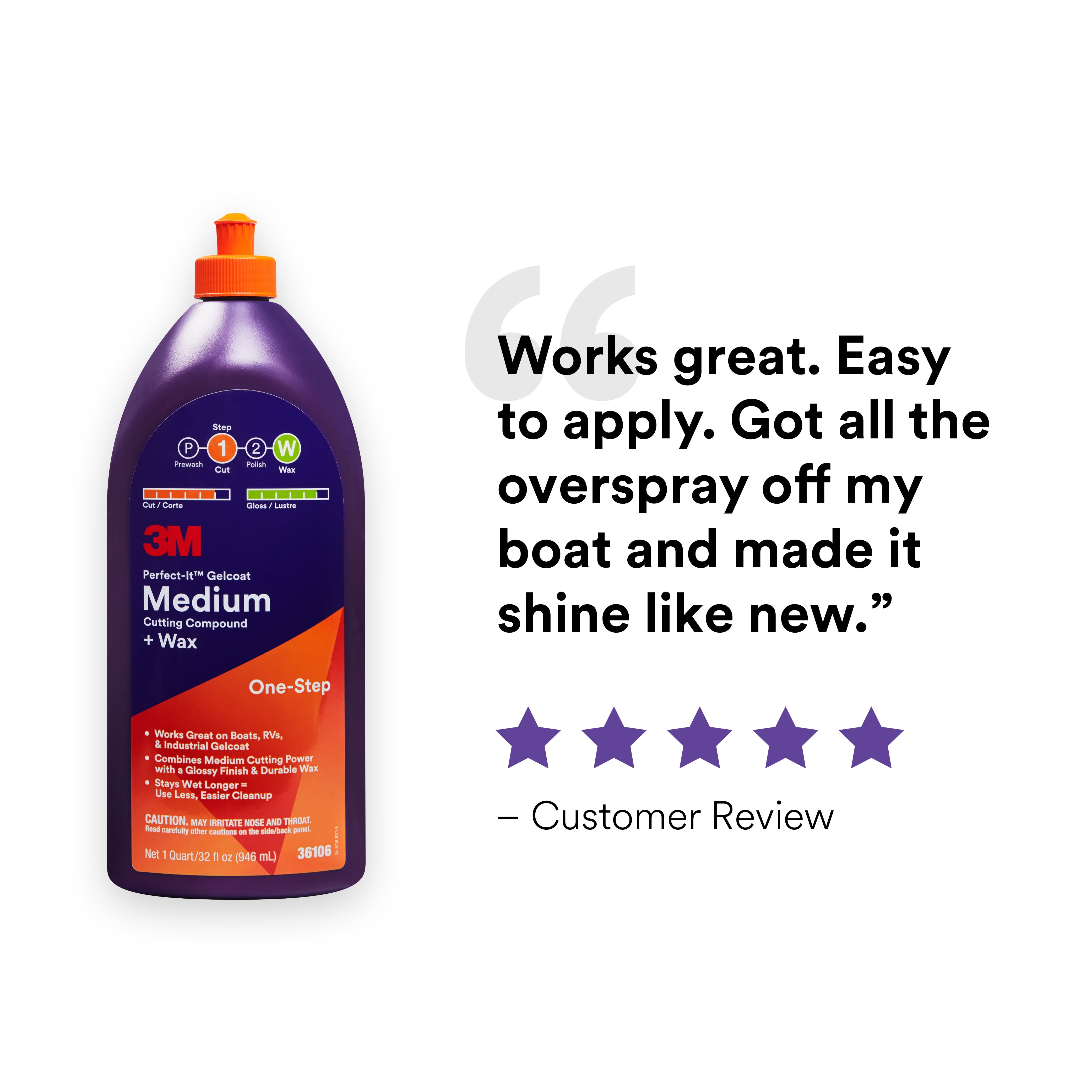 Perfect-It 3M Boat Wax, 36113, 1 Quart, Contains Carnauba Wax, Protects  against Weather and Oxidation