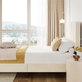 thumbnail image 4 of King Size Bed Frame with Adjustable Headboard, Linen Upholstered Platform Bed with Strong Wooden Slats, No Box Spring Needed, Easy Assembly, Beige, 4 of 7