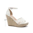 thumbnail image 2 of BLISSFUL STEP Women's Shoes Floral Lace Espadrille Wedge Heel Open Toe Sandals Flower White 6, 2 of 8