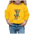thumbnail image 2 of Girls Sweatshirt Childrens Reindeer Snowflake Crew Neck Long Sleeve Hoodless Top Yellow 5-6 Years, 2 of 4