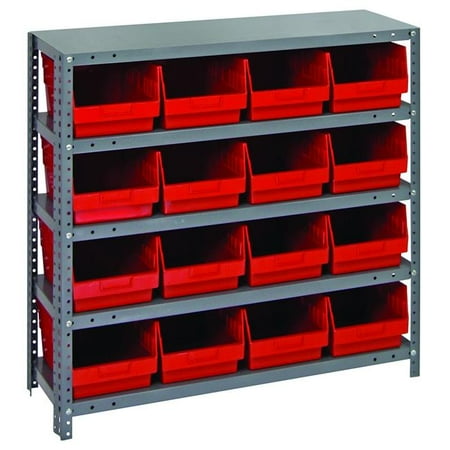 

1839-208 Steel Shelving with 16 6 in. Shelf Bins Red - 36 x 18 x 39 in.