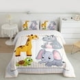 thumbnail image 2 of Feelyou Kawaii Zoo Animal Queen Comforter Set for Kids, Cute Elephant Giraffe Bedding Sets, Cartoon Turtle Hippo Reversible Bedding Comforter Set, Luxury Bedroom Decor, 3 Pieces, 2 of 8