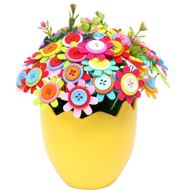 Bangcool Button Flower Kit Eggshell DIY Handmade Kit Button Bouquet for Teachers' Day