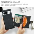 thumbnail image 3 of 2 in 1 Detachable Wallet Back Cover for Google Pixel 9 / 9 Pro, Vintage Premium PU Leather Kickstand Case with Card Holder Pocket & Wireless Charging Slim Phone Cases for Google Pixel 9 / 9 Pro, Black, 3 of 7