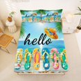 thumbnail image 5 of jejeloiu Summer Beach Bed Sheets,Flip Flop Pattern Full Size Sheets For Boys,Multicolor,4pcs,1 Flat Sheet, 1 Fitted Sheet and 2 Pillowcases, 5 of 6