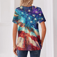 thumbnail image 4 of Women's Patriotic American Flag Print 250th Anniversary USA Shirt V-Neck Button T-Shirts, 4 of 4
