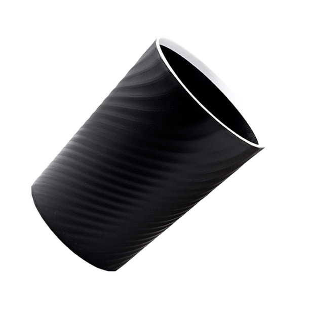 Bearachild Cubo de basura, papelera roscada ondulada de agua, contenedor de basura , cesta de baño de dormitorio de gran capacidad Suministros de limpieza para el hogar Negro 10L