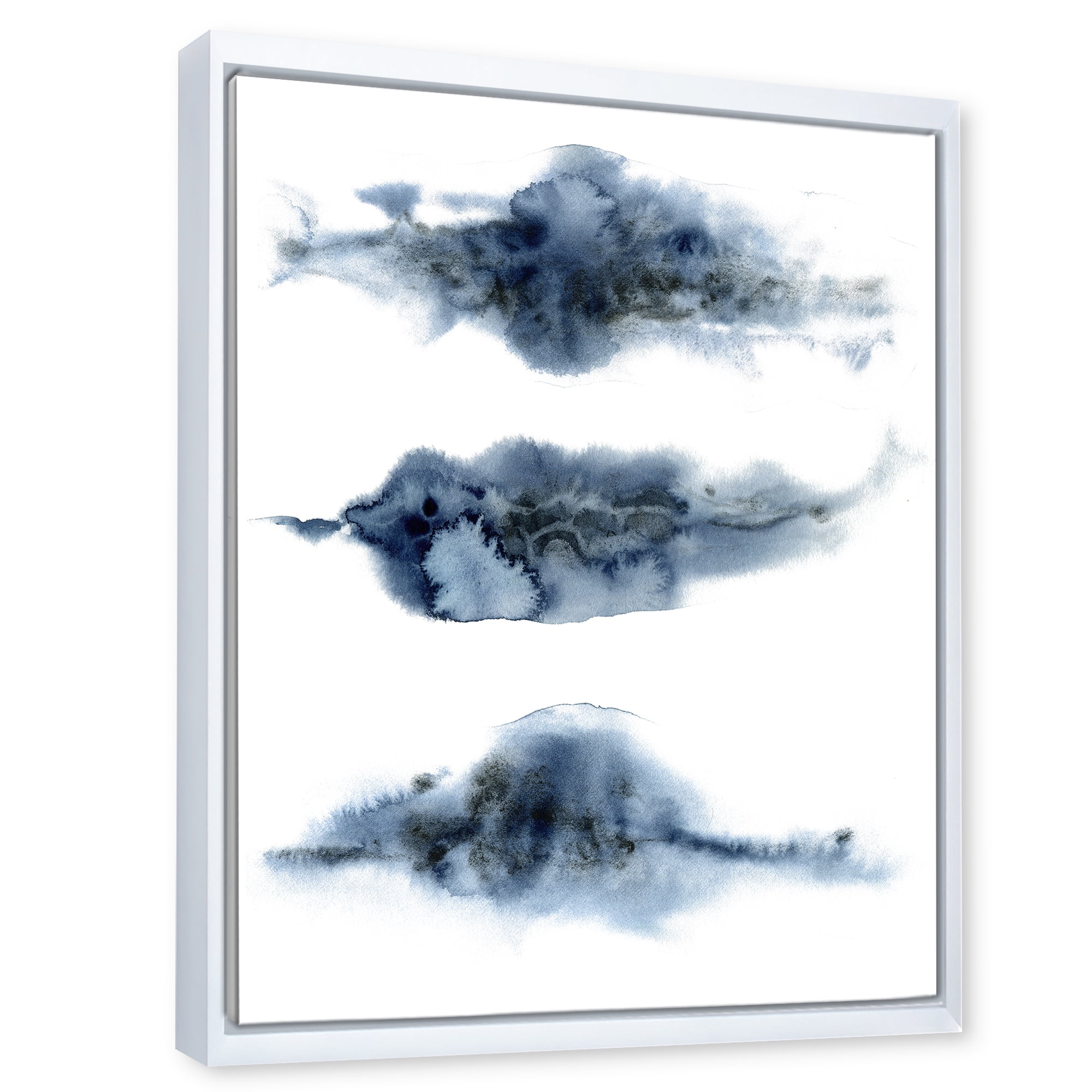 Designart 'Abstract Of Clouds Dark Blue Colored V' Modern Framed Canvas Wall Art Print