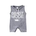 thumbnail image 1 of Bébé Garçon Beast Mode Barboteuse Sans Manches Combinaison Vêtements d'Été (Gris, 9-12 Mois), 1 of 2
