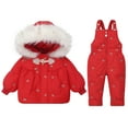 thumbnail image 2 of Hicidod Snowsuit Toddler Waterproof Hooded Cute Pirnted Baby Down Jacket & Ski Bib Pants Set Winter Warm Snow Suit for Kids, 2 of 3