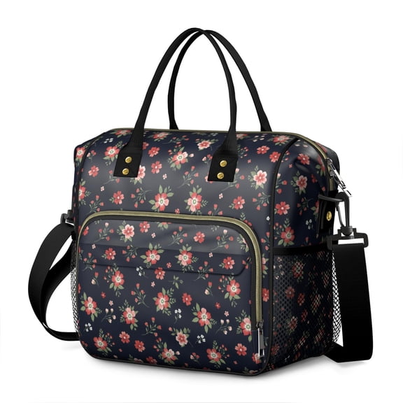 Pioneer Flower Floral Print Pattern Womens Lunch Box for Work,Insulated Large Lunch Bag,Leakproof Adult Lunch Bag for Work,Beach,Travel,Picnic,Camping