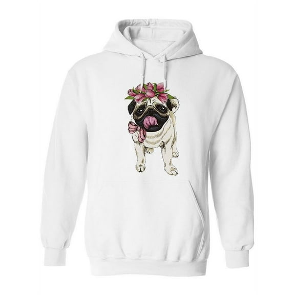 Pug In A Tulip Crown  Hoodie Women -Image by Shutterstock, Female 3X-Large