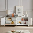 thumbnail image 3 of Lunale 64" Sideboard Storage Cabinet, Buffet Cabinet Wooden Vertical Striped Cabinet for Bedroom/Entryway, White, 3 of 7