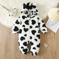 thumbnail image 2 of XDZJLR Toddler Animal Jumpsuit Adorable Girls With Heart Bow Design Cozy Winter Romper Soft Fleece Lined Homewear Loungewear Pajamas Black 0-3 Months, 2 of 9
