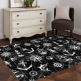 thumbnail image 3 of Retro Black Map Area Rugs 3x5 ft Abstract Sailing Boat White Line Washable Rug Non Slip Indoor Carpet Absorbent Floor Mat for Living Room Bedroom Dining Room, 3 of 9