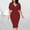 Wine Red, variant on ZOELNIC Women's Elegant Deep V Neck Wrap Ruched Bodycon Dress Back Zipper Pencil Midi Dress Cocktail Party Work Dress, S