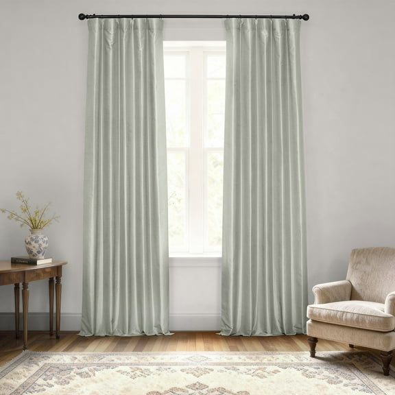 Half Price Drapes Silver Faux Dupioni Silk Room Darkening Curtains for Bedroom(1 Panel),50WX 96L
