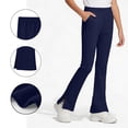 thumbnail image 3 of Lullu Girls Stretch Flared Pants Casual Pull On Side Slit Trousers, Navy, Sizes 4-16, 3 of 3