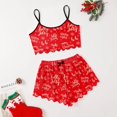 thumbnail image 1 of New Women Christmas Pajama Sets Female Satin Cotton Sleepwear Set Patchwork Colour Ladies Seamless Nightwear V-Neck Home Clothes, 1 of 4