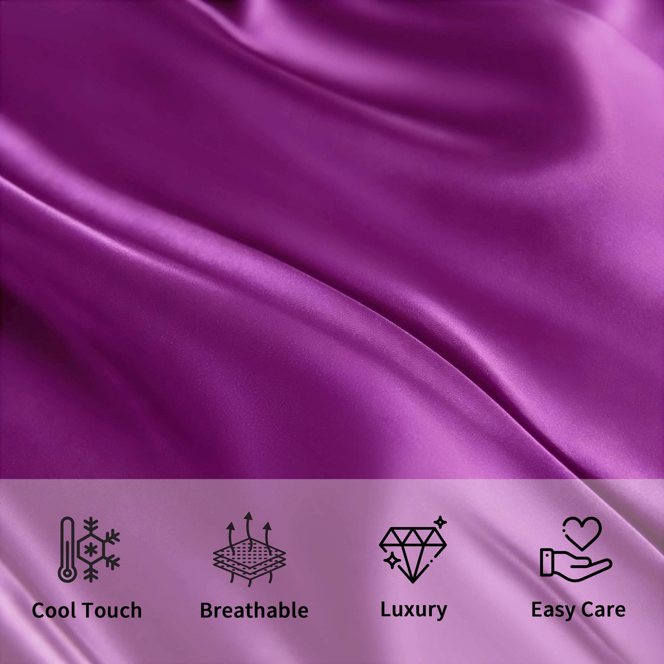 Satin Body Pillowcase for Hair and Skin, Luxurious and Silky Envelope Closure Body Pillow Cover, Purple, 20" x 54", 2 Pack
