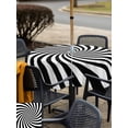 thumbnail image 4 of Outdoor Tablecloth with Umbrella Hole & Zipper, Black White Square Tablecloth 60x60 Inch, Farmhouse Striped Spiral Vortex Abstract Patio Table Cover Waterproof Table Cloth for Picnic/Party, 4 of 7