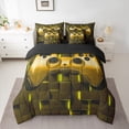 thumbnail image 3 of Feelyou Gold Game Controller Twin Bedding Sets 7-Piece, Neon Honeycomb Abstract Bedding Comforter Set, Teens Kids Boys Girls Reversible Sheet Sets, Breathable Home Decor, 3 of 9