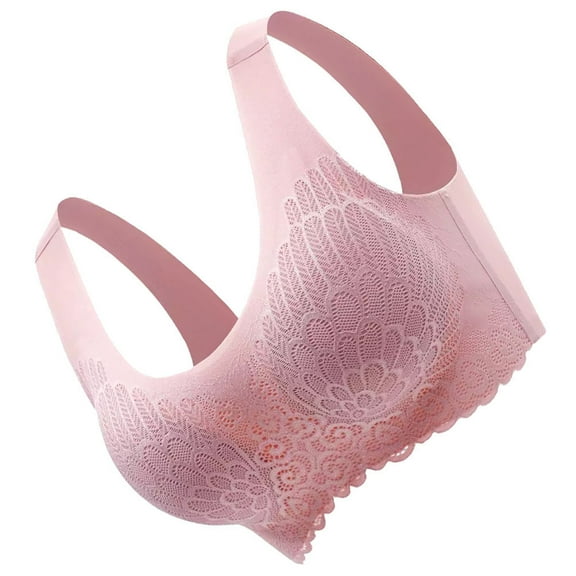 WEUVEB Comfy Strapless Bandeau Bras for Women Lace Pink 1Pcs for Honeymoon