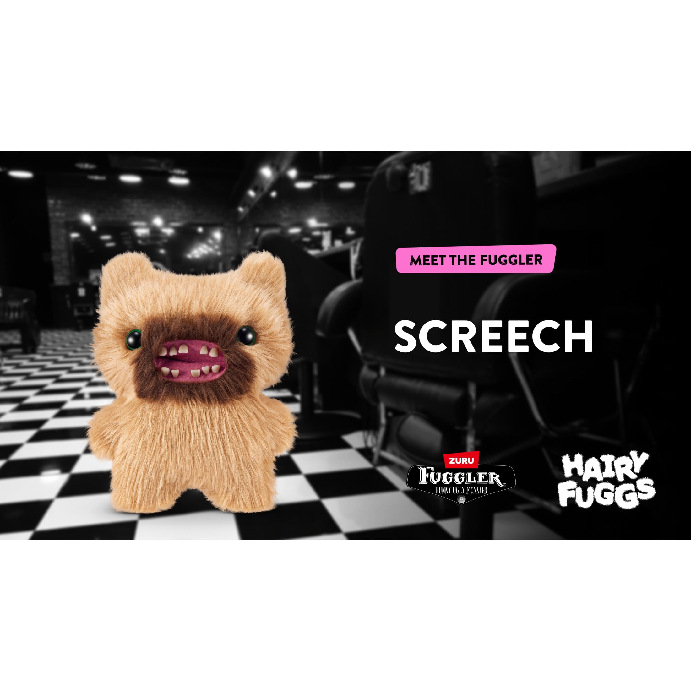 Fuggler Hairy Fuggs 9-inch Series 1 (Screech - Beard - Blonde) by ZURU, Funny Ugly Monster Plush Toy