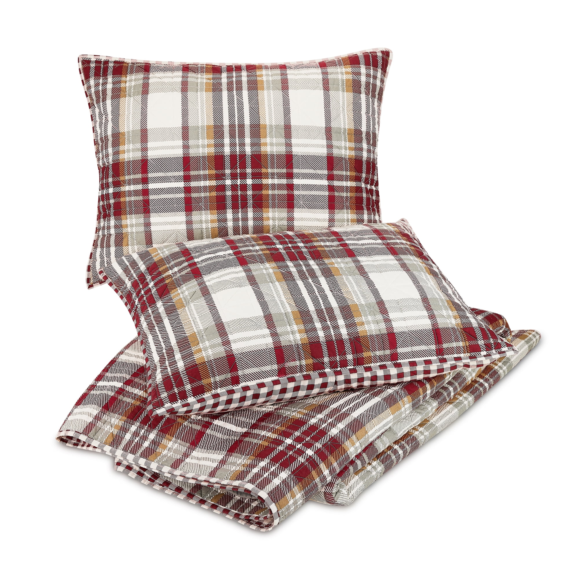 Laurel & Mayfair Camden Plaid Red 3-Piece Quilt Set, King