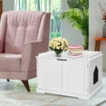 thumbnail image 3 of Costway Cat Litter Box Cabinet Furniture Cat Washroom Storage Bench, 3 of 9