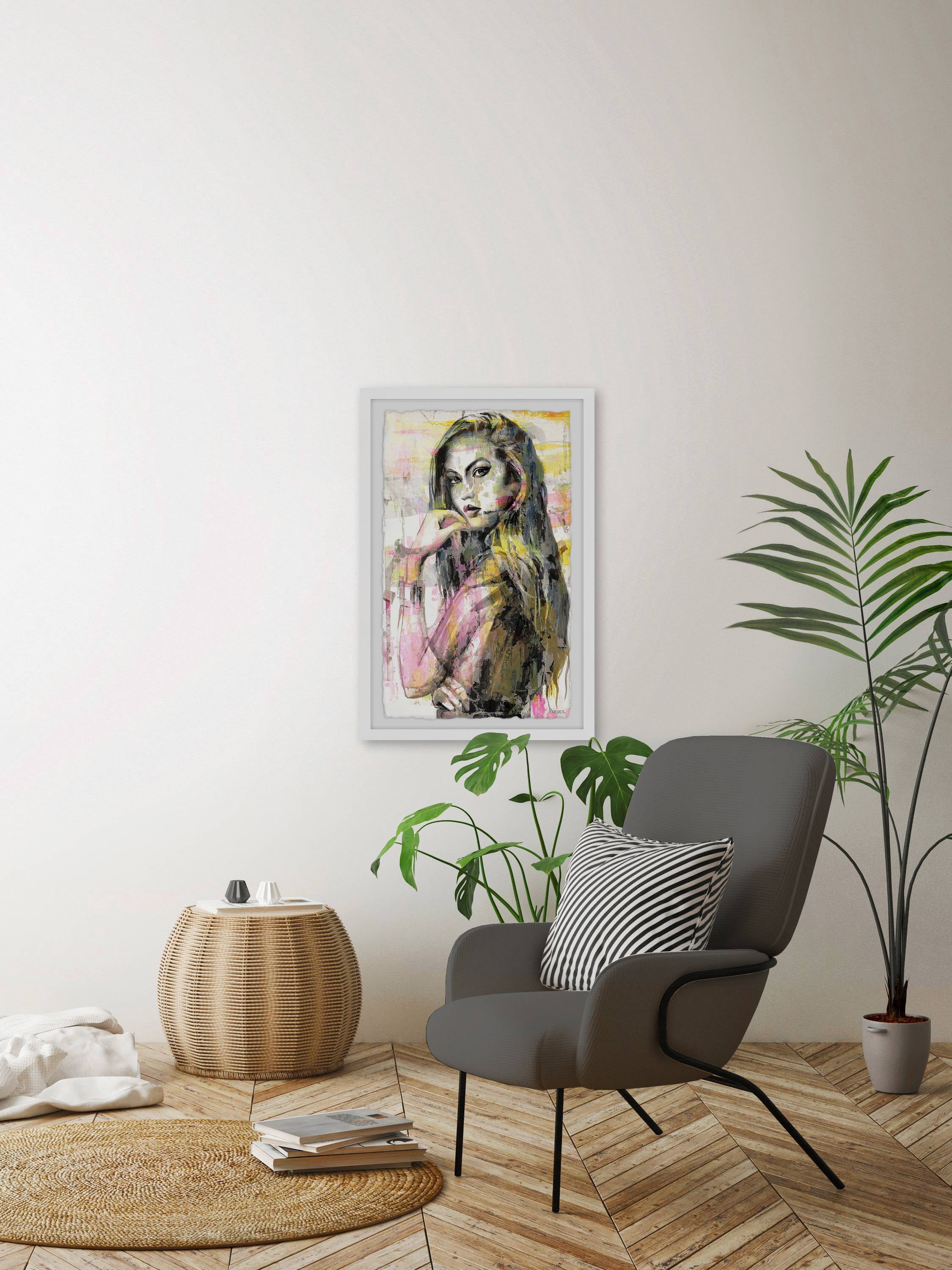 Parvez Taj "Girl in Colors" Framed Painting Print
