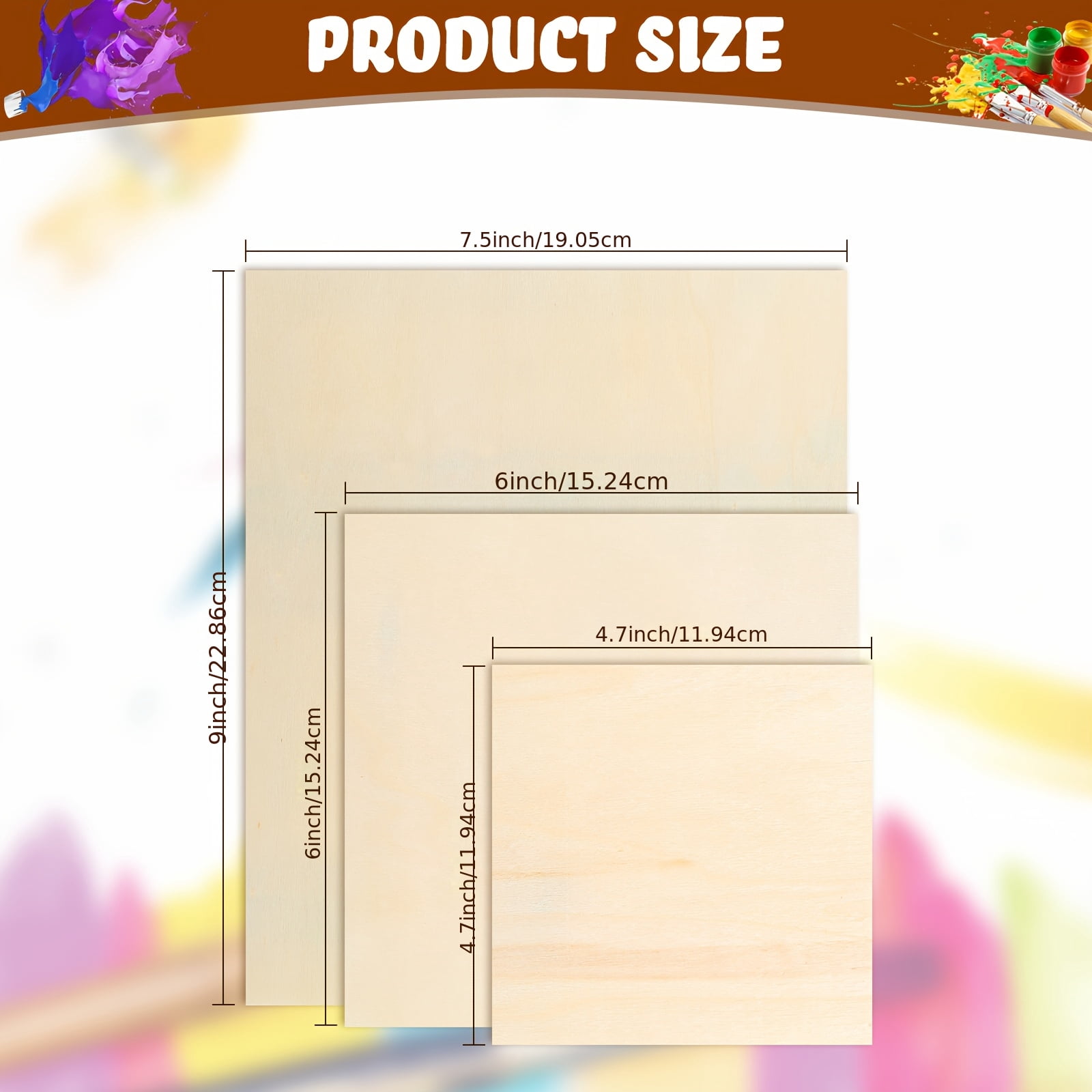 12 Pcs Unfinished Wood Canvas Boards for Painting, Wood Canvas Panels, Blank Wood Canvas Panels for Crafts, AArt Supplies, Wall Decor and DIY Projects, 9x7.5Inch/6x6Inch/4.7x4.7Inch