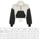 thumbnail image 3 of Chaqueta de lana de cordero con solapa en contraste en blanco y negro para mujer, color blanco M, chaqueta de retales de invierno estilo callejero moderno, 3 of 8