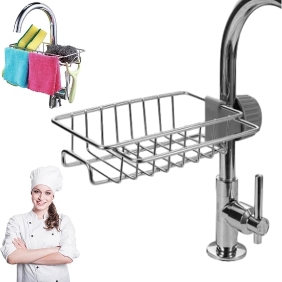Kitchen Sink Organizer Rack, Over-the-Faucet Sponge Holder and Drying Rack, Hanging Storage for Kitchen and Bathroom (1 Piece)