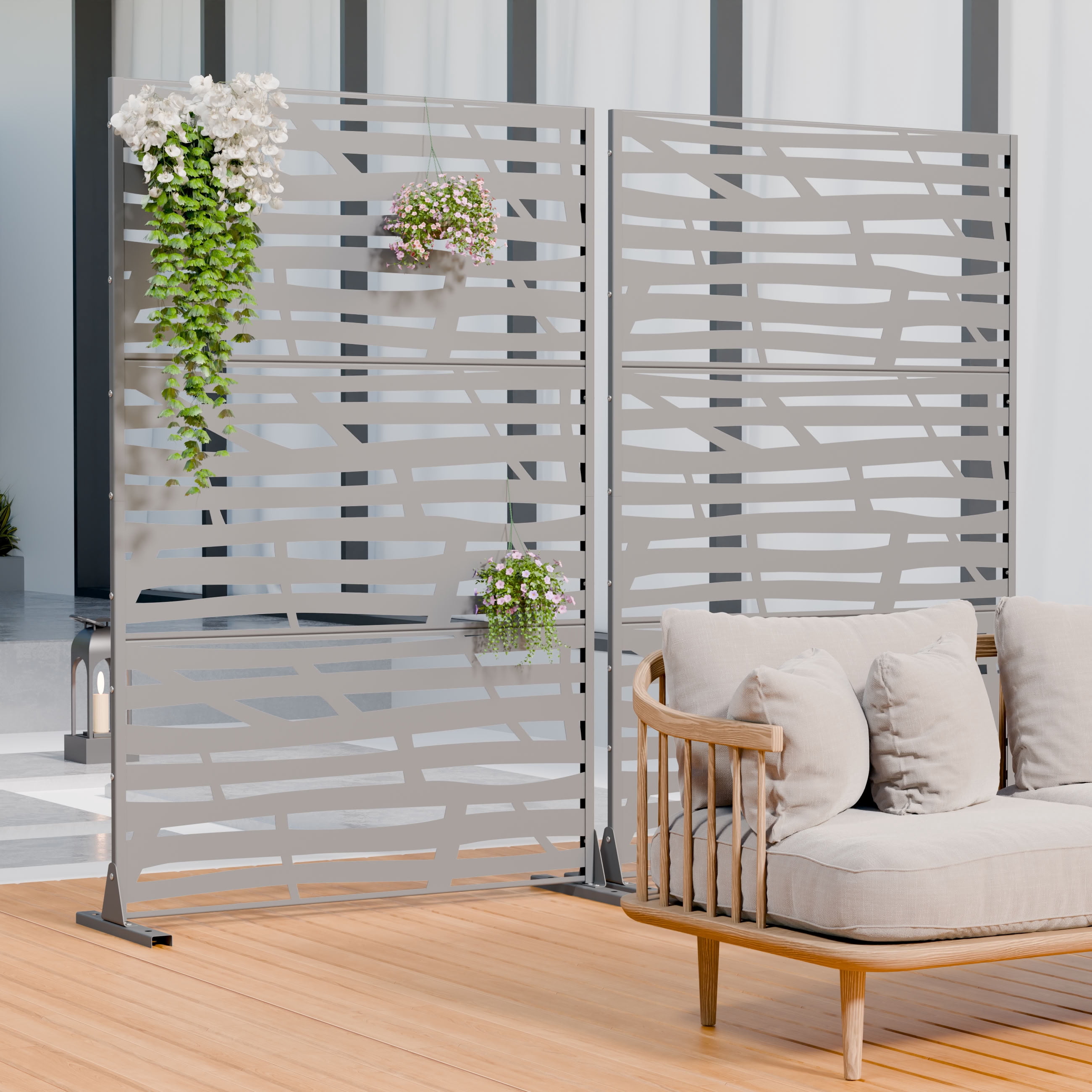 MAYEERTY 72*47in Outdoor Privacy Screen, Deck & Backyard Metal Privacy Fence, Privacy Panel for Patio, Balcony, Garden