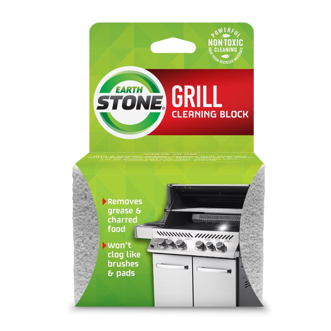 (3 pack) EarthStone Grill Cleaning Block, the Environmentally Friendly Grill Cleaner, 1-Pack
