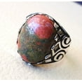 thumbnail image 3 of Unakite Jasper Mens Ring, Natural Unakite Jasper Ring, Oxidized, 925 Silver Ring, Birthday Gift, Heavy Mens Ring, Arabic Design, Ottoman Style Ring, Christmas, Turkey Mens Signet Ring, 3 of 6