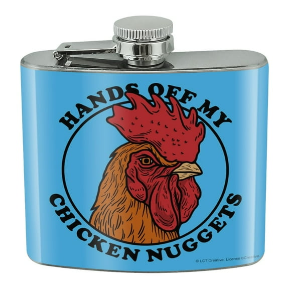 Hands Off My Chicken Nuggets Funny Humor Stainless Steel 5oz Hip Drink Kidney Flask