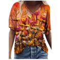 thumbnail image 2 of Puntoco - Camiseta de manga corta suelta con cuello en V y estampado informal para mujer Puntoco Puntoco-5194, 2 of 4