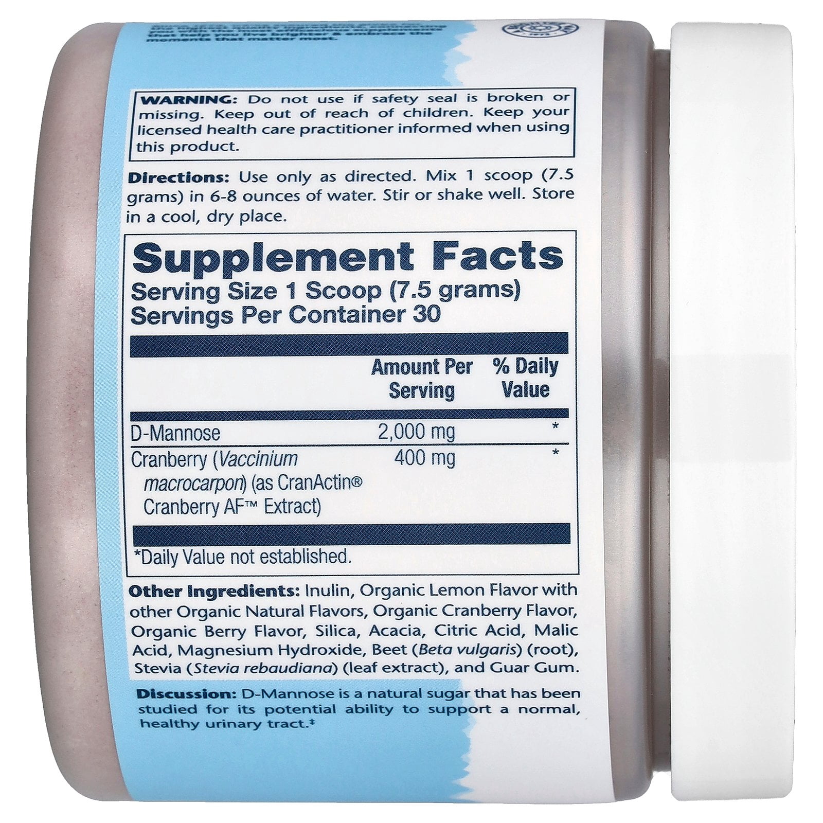 Solaray D-Mannose with CranActin Cranberry AF Extract Powder 226 g | Healthy Urinary Tract Support | 30 Servings | 8 oz