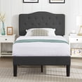 thumbnail image 1 of VECELO Twin Upholstered Platform Bed Frame with Tufted Adjustable Headboard, Mattress Foundation/Wood Slat Support, Easy Assembly, Grey, 1 of 7