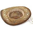 thumbnail image 5 of Sombrero de paja estilo vaquero occidental para playa, para mujer, de ala ancha, protector solar, 5 of 5