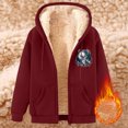 thumbnail image 2 of KeShDi Mens Hoodie Fashionable Men's Casual Long Sleeved Hooded Solid Color Zipper Cardigan Jacket Wine 3X, 2 of 4