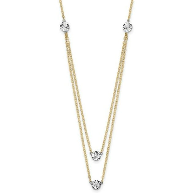 Quality Gold SF2949-17 14K Two-Tone Polished & Diamond-Cut Discs Double 17 in. Necklace