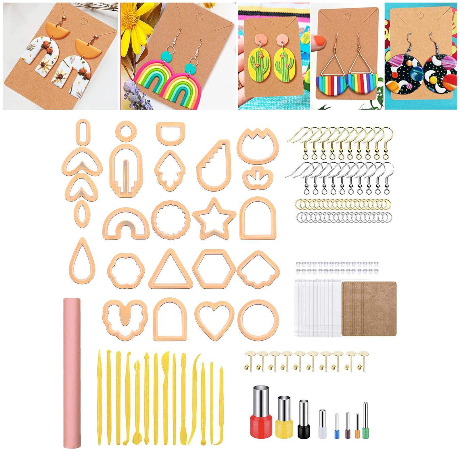 DIY Polymer Clay Earring Kit Comes With Clay 45 Color Recipes 110 Piece 18k  Gold Plated Jewelry Tools Free International Shipping 