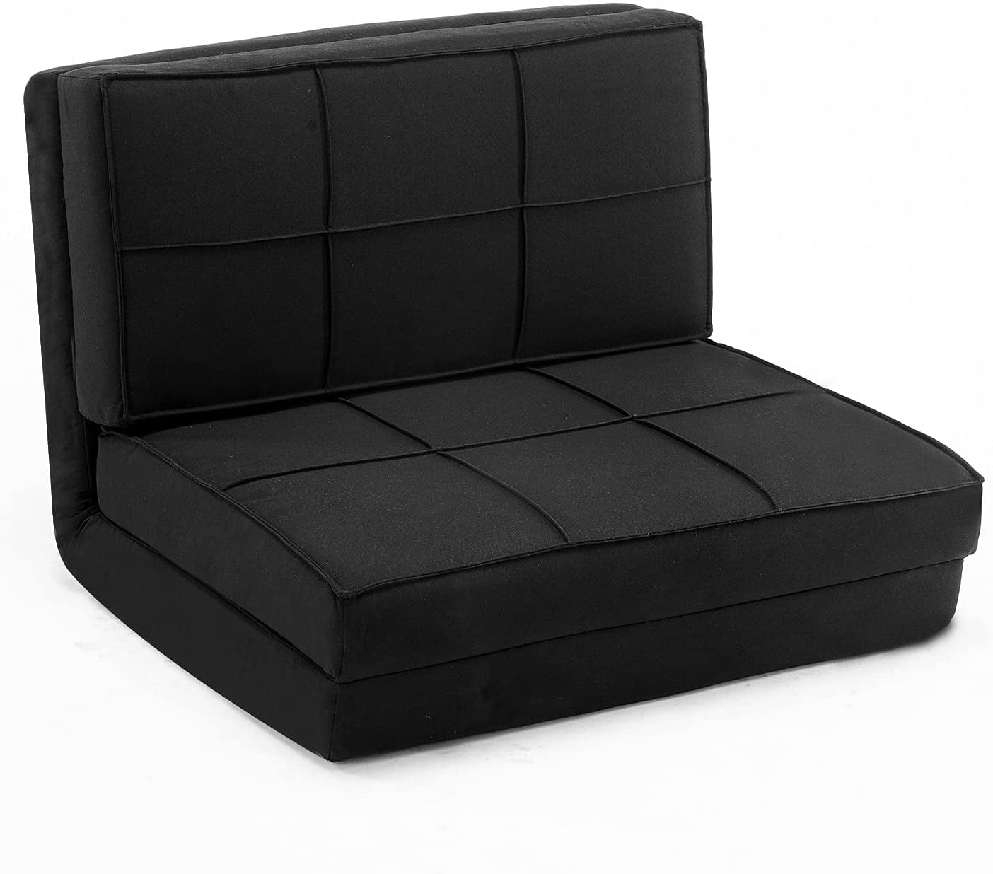 Triple Fold Down Sofa Bed, Adjustable Floor Couch,Black